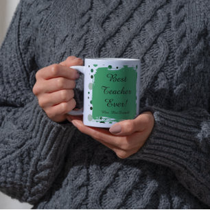 Mug Cadeau du meilleur enseignant à pois verts
