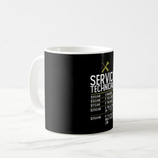 Mug Cadeau du technicien de service - Idée actuelle (Devant gauche)