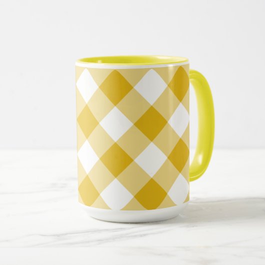 Mug Cadeau En vichy jaune (Devant droit)