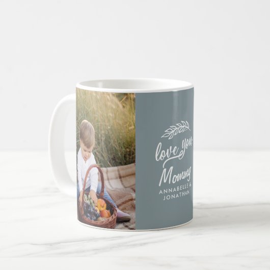 Mug cadeau familial photo petit-enfant typographie sim (Devant gauche)