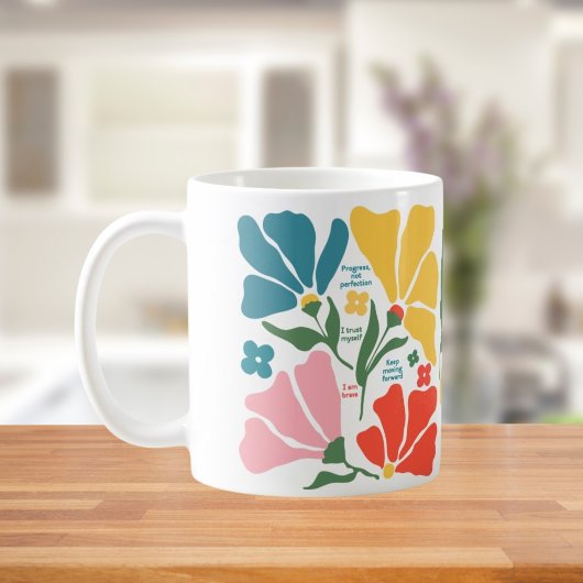Mug Cadeau floral Abstrait moderne, affirmation positi