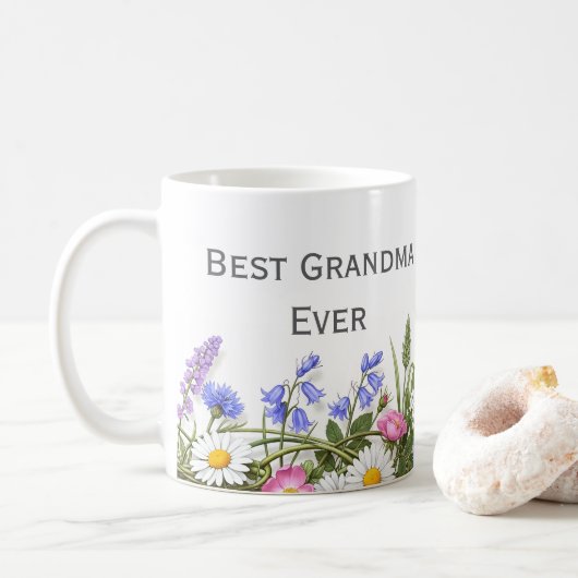 Mug Cadeau Floral Personnalisable Pour Meilleure Grand (Avec donut)