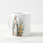 Mug Cadeau floral religieux pour catholiques Vierge Ma (Devant gauche)