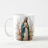 Mug Cadeau floral religieux pour catholiques Vierge Ma (Gauche)