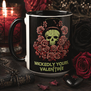 Mug Cadeau gothique de la Saint-Valentin Crâne et Rose