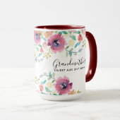 Mug Cadeau Grandma - Jolie Plum Fleurs roses Perosonal (Devant droit)