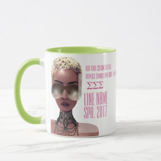 Mug Cadeau grec fait sur commande rose et vert de (Gauche)