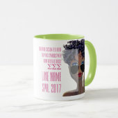 Mug Cadeau grec fait sur commande rose et vert de (Devant droit)