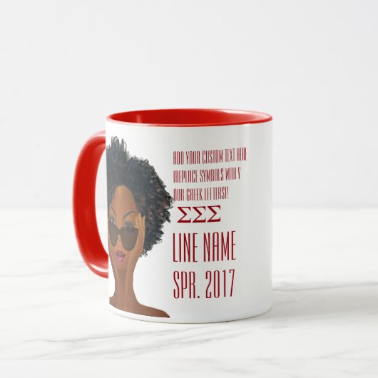 Mug Cadeau grec fait sur commande rouge et blanc de (Devant gauche)