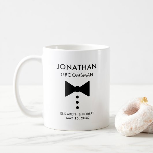 Mug Cadeau Groomsman personnalisé Mariage Tuxedo moder (Avec donut)