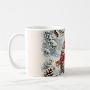 Mug Cadeau Hérisson d'Hiver Aquarelle Baie de Pin enne