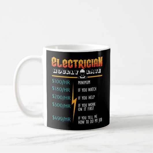 Mug Cadeau Horaire Pour Electricien Funny Electricien (Gauche)