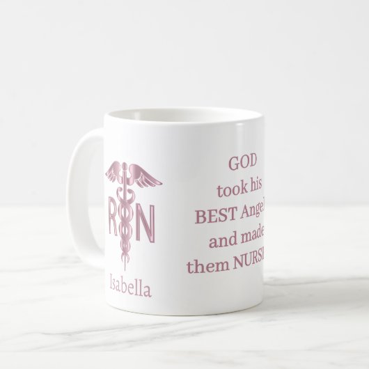 Mug Cadeau infirmière de la RN - Personnaliser - Rose (Devant gauche)