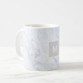 Mug Cadeau initial personnalisé en marbre gris moderne (Devant gauche)