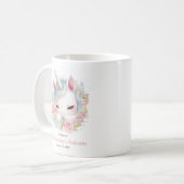 Mug Cadeau invité avec licorne florale pour le baptême (Devant gauche)