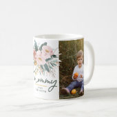 Mug Cadeau maman 2 photo rose girly aquarelle florale (Devant droit)