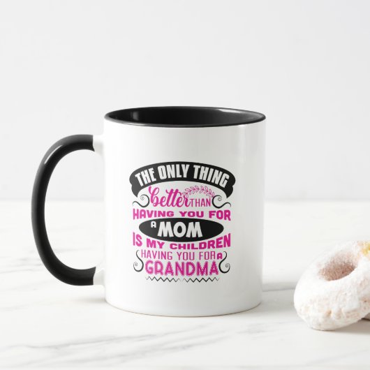Mug Cadeau maman grand-mère art de mots (Avec donut)