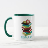 Mug Cadeau mignon de bibliothécaire de pile de livre (Gauche)