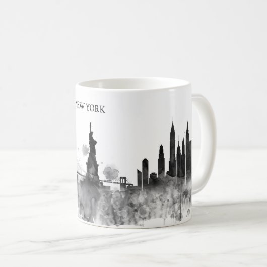 Mug Cadeau minimal de noir d'aquarelle d'horizon de (Devant droit)