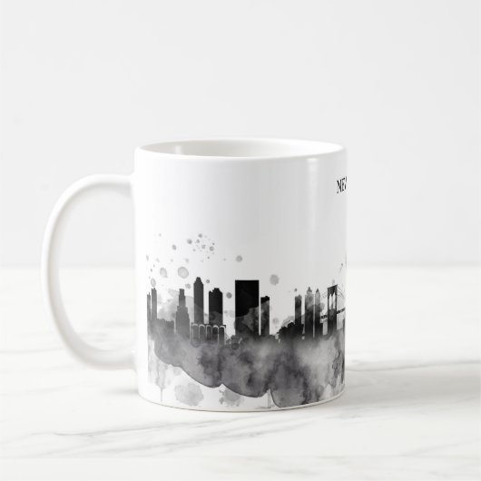Mug Cadeau minimal de noir d'aquarelle d'horizon de (Gauche)