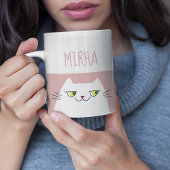 Mug Cadeau Minimal Rose Mignon Nom de Chat Kawaii