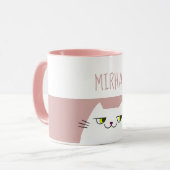 Mug Cadeau Minimal Rose Mignon Nom de Chat Kawaii (Devant gauche)