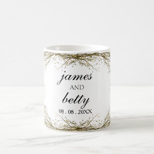 Mug Cadeau minimaliste blanc rustique mariage (Centre)