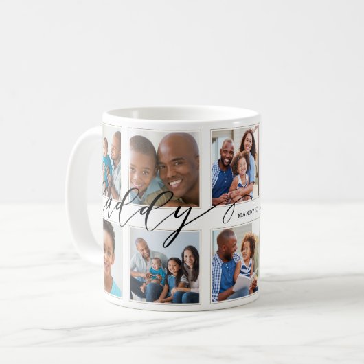 Mug Cadeau moderne Daddy Script pour pères Photo Colla (Devant gauche)