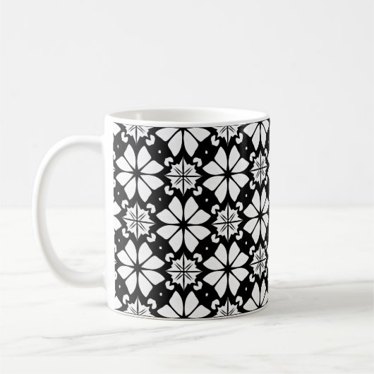 Mug ☕ Cadeau Moderne Géométrique Noir Blanc ⚫⚪ (Gauche)
