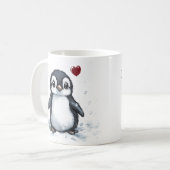 Mug Cadeau Motivationnel, Pingouin Fluffé, Amitié, (Devant gauche)