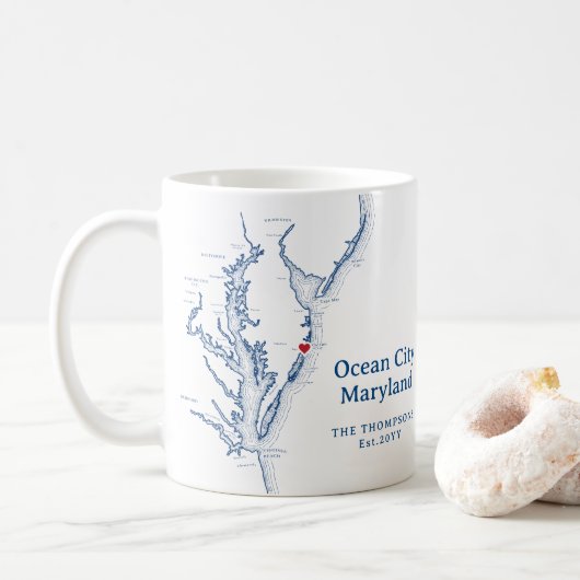 Mug Cadeau Ocean City Maryland (Avec donut)