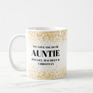Mug Cadeau Pailleté Or pour Tante avec Noms