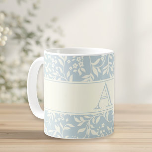 Mug Cadeau personnalisé avec initiale florale bleue vi