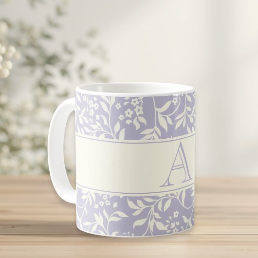 Mug Cadeau personnalisé avec initiale florale violette
