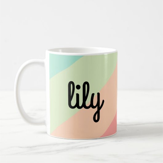 Mug Cadeau personnalisé avec nom Arc-en-ciel pastel (Gauche)