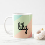 Mug Cadeau personnalisé avec nom Pastel Arc-en-ciel<br><div class="desc">Cette tasse à café personnalisée avec un nom et un arc-en-ciel pastel dans des tons pastel vibrants orange,  vert,  bleu et rose comporte un nom de votre choix. Fait un merveilleux cadeau personnalisé pour les demoiselles d'honneur,  les anniversaires,  la fête des mères,  la remise des diplômes et plus encore.</div>