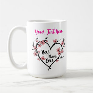 Mug Cadeau personnalisé de Fête des Mères avec cœur fl