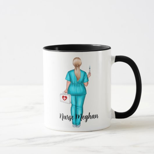 Mug Cadeau personnalisé de l'infirmière LPN (blonde) (Droite)