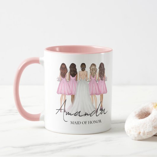 Mug Cadeau personnalisé de témoin de mariage avec nom (Avec donut)