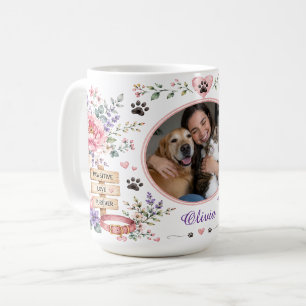 Mug Cadeau personnalisé d'empreinte de patte florale p