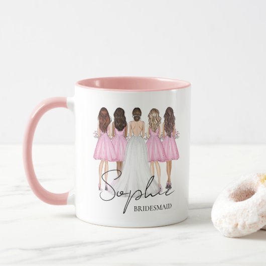 Mug Cadeau personnalisé du nom de la femme de chambre (Avec donut)