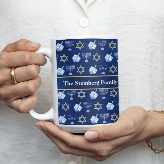 Mug Cadeau personnalisé Hanoukka Dreidel Menorah