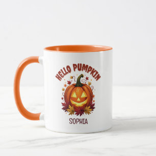 Mug Cadeau personnalisé Hello Pumpkin Halloween pour f