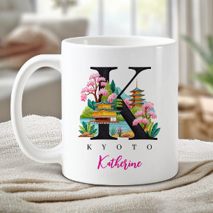 Mug Cadeau Personnalisé Lettre K Monogramme Kyoto Japo