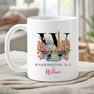 Mug Cadeau personnalisé lettre W monogramme Washington