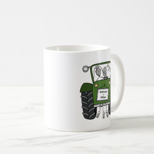 Mug Cadeau personnalisé Mariage campagnard tracteur ve (Devant droit)