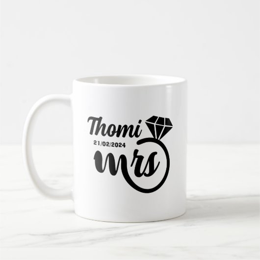 Mug cadeau personnalisé Mme élégant script (Gauche)