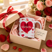 Cadeau personnalisé Monogramme Nom Cœur Rouge Amou