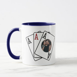 Mug Cadeau photo fête des pères, Poker Papa Trois As