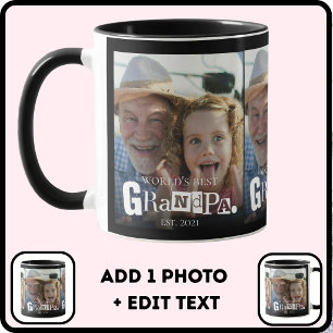 Mug Cadeau Photo Meilleur Papi au Monde Année de Créat